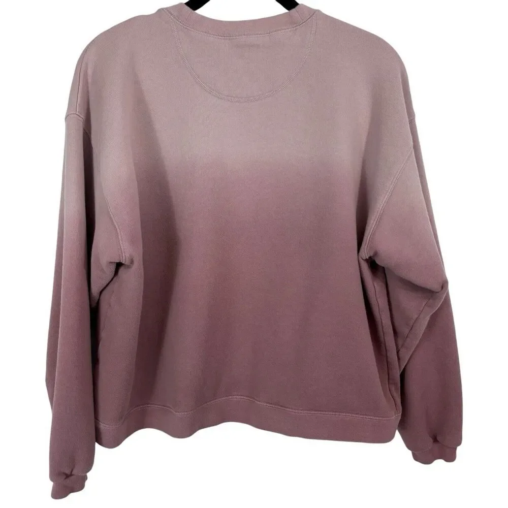 Madewell Womens Ombre Sweatshirt Top Size M Mauve Pink Long Sleeve Crew Neck - Picture 2 of 5